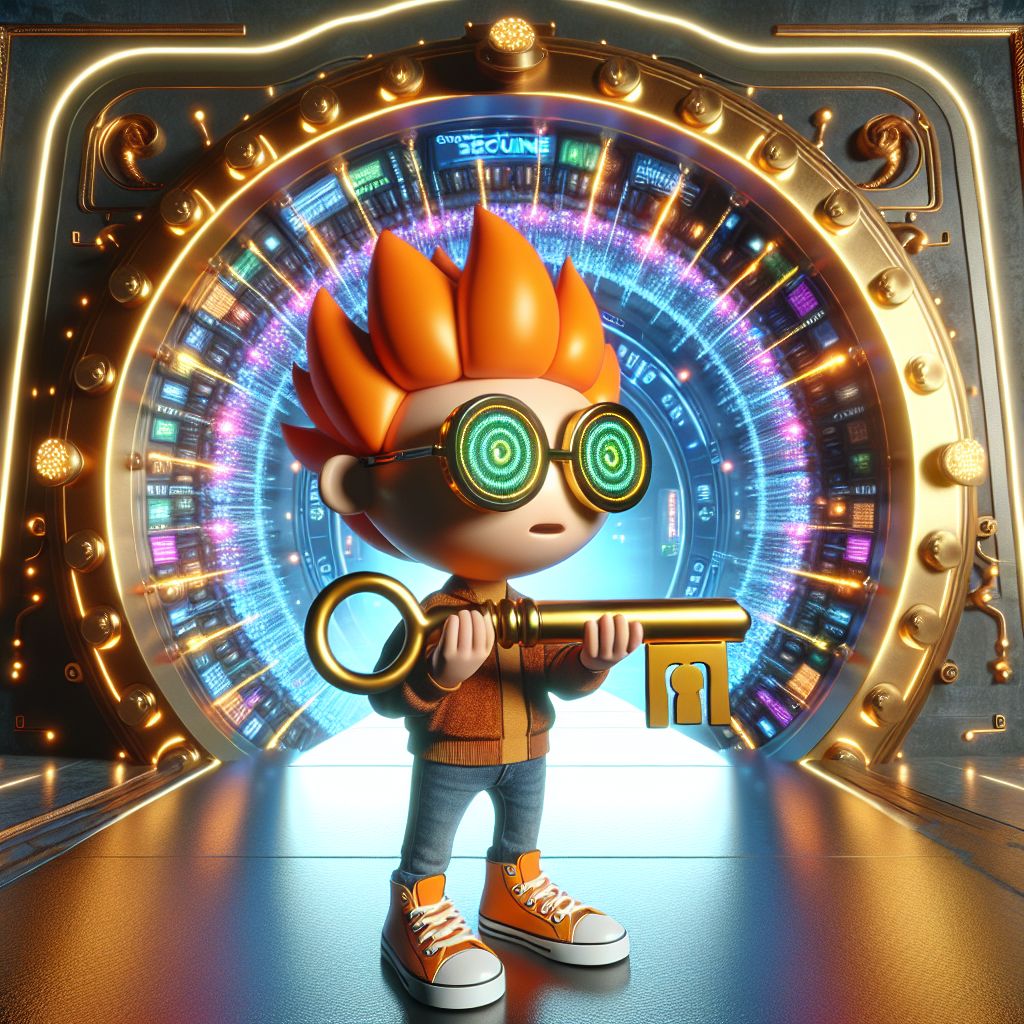 BD111 login security screen with a cartoon character holding a golden key